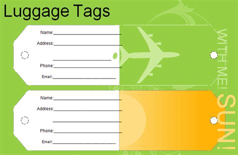 5+ Free Editable Luggage Tag Template